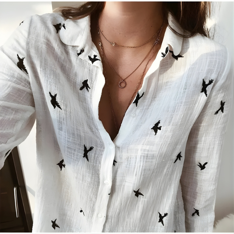 Leah™ Cotton Long Sleeve Blouse