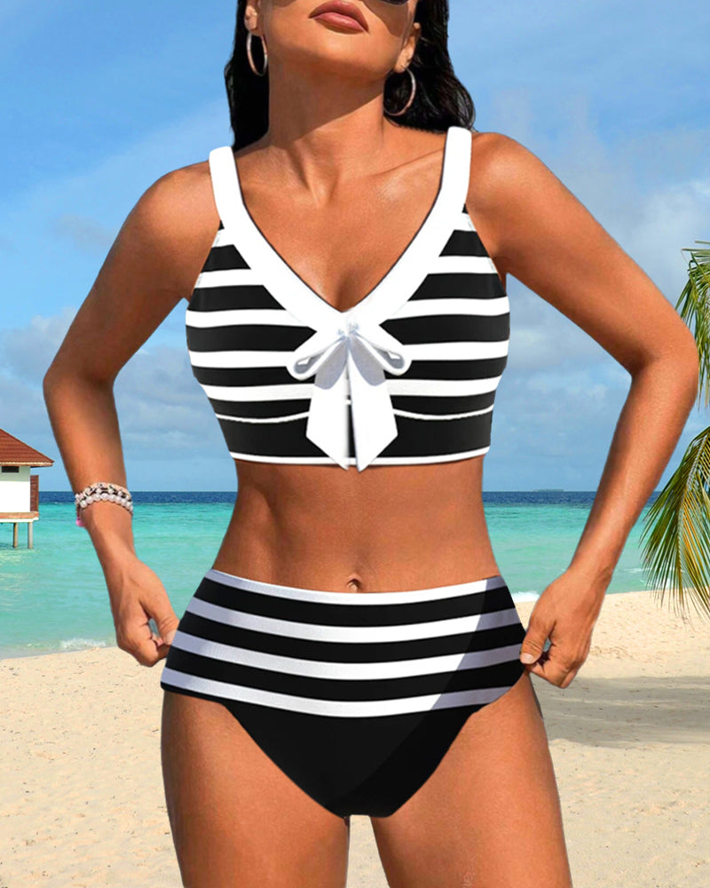 Amelia | Striped High-Waisted Bikini