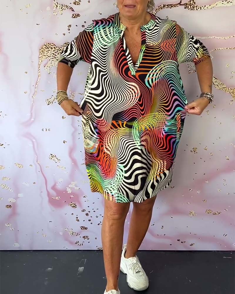 BEVERLEY | COLOURFUL V-NECK DRESS