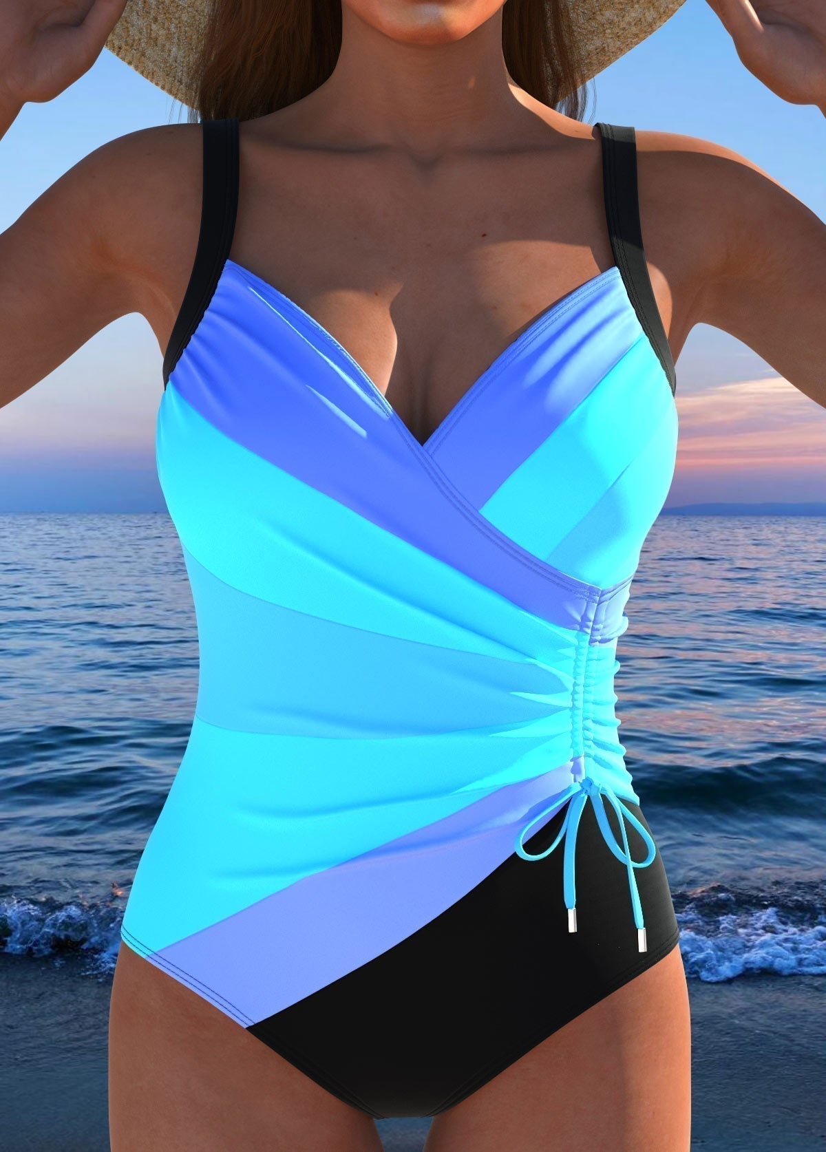 Luxe Surplice Swimsuit with Colourful Print