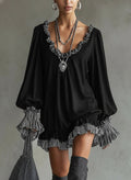 GILLIAN | FAUX SUEDE RUFFLE MINI DRESS