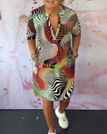 BEVERLEY | COLOURFUL V-NECK DRESS