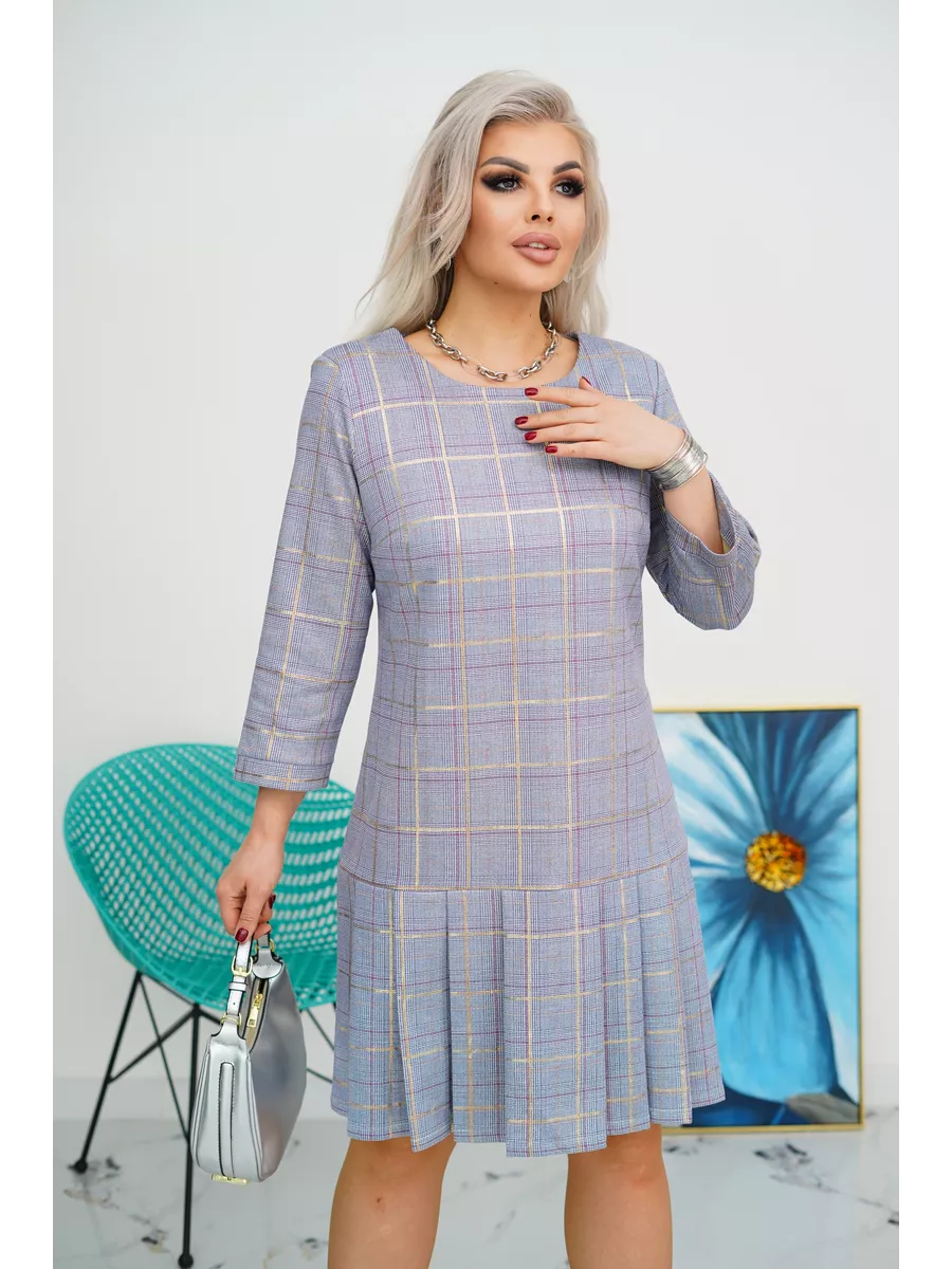 GEORGINA | CHECK PRINT PLEATED DRESS